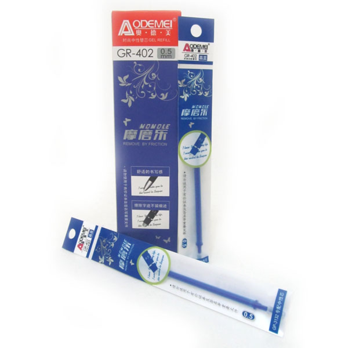Gel rod "AODEMEI" /402-BL/ erasable, needle. 0.5mm blue, 126mm (20/240/5760)