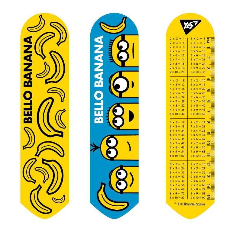 Закладки 2D "Yes" /707349/ "Minions" + лін.15см + табл. множ., 19*4,5 см (1/100)
