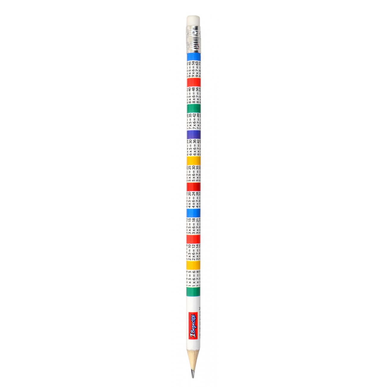 Pencil pr."1B"/280482/ "Multiplication table" HB made of rubber. 36 pieces/tube (sharpened) color mix (36/432)