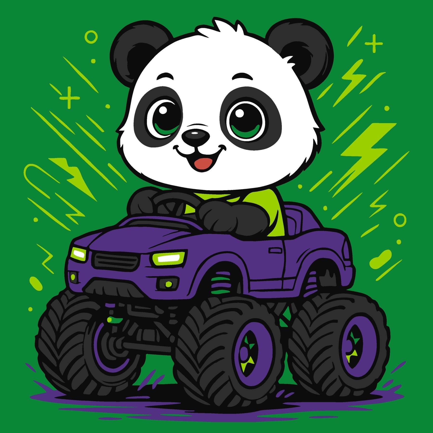 Painting by numbers "Ideyka" /KHO1306/ "Panda on a car" 25x25cm