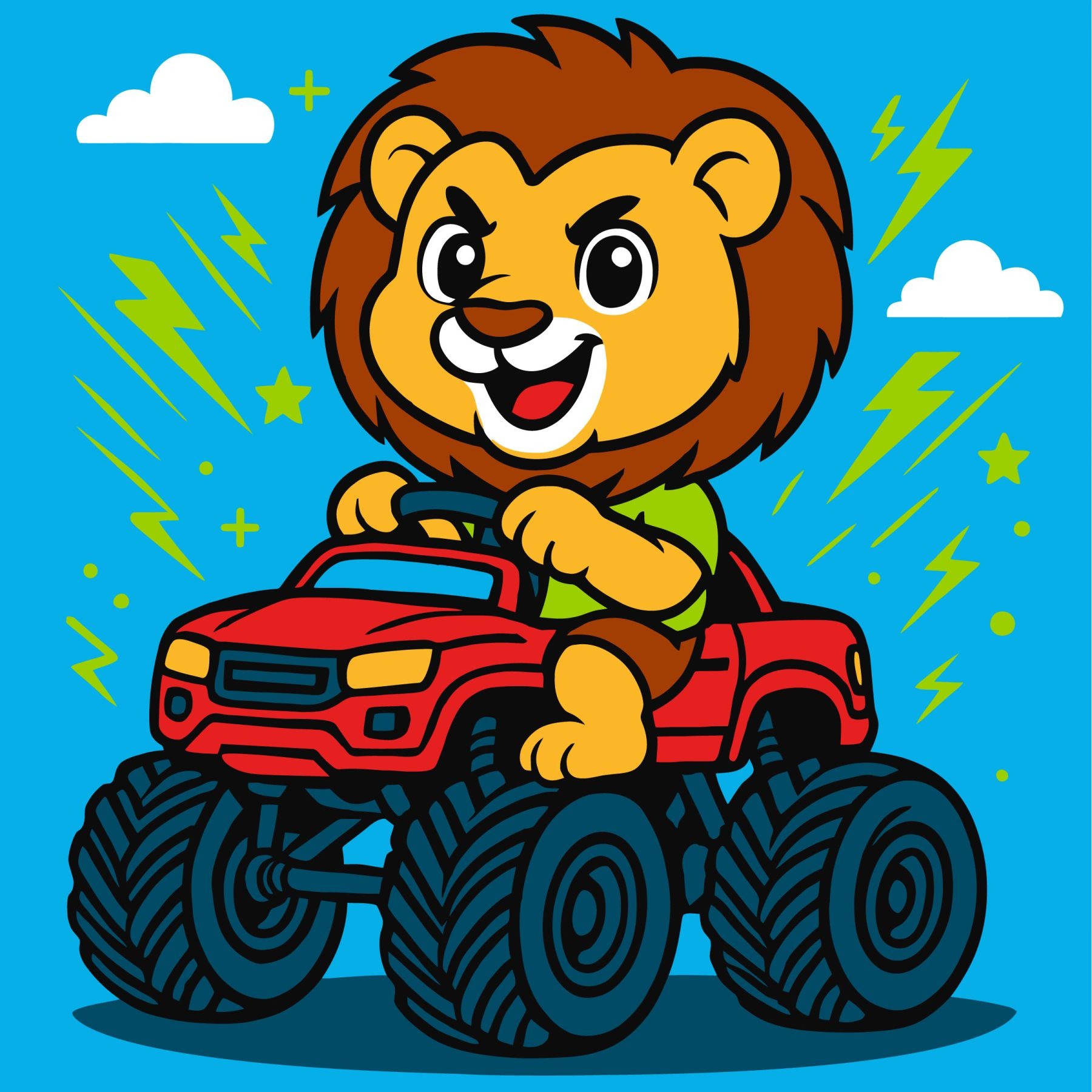 Painting by numbers "Ideyka" /KHO1307/ "Lion on a car" 25x25cm