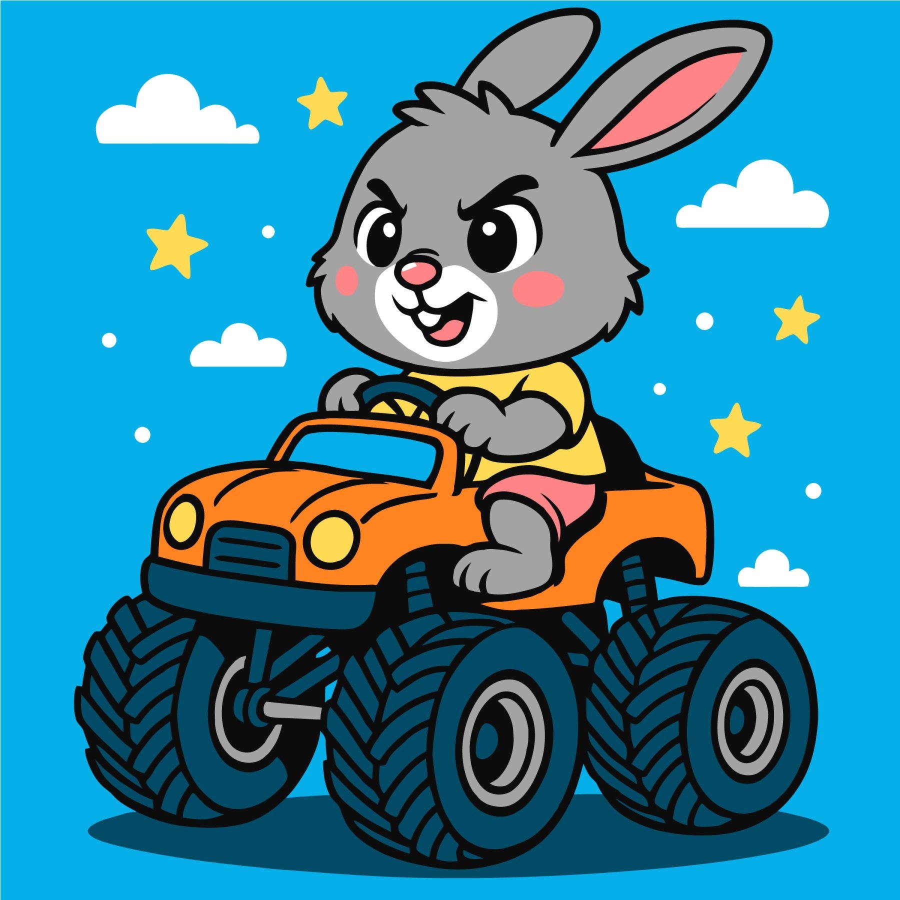 Painting by numbers "Ideyka" /KHO1309/ "Hare on a car" 25x25cm
