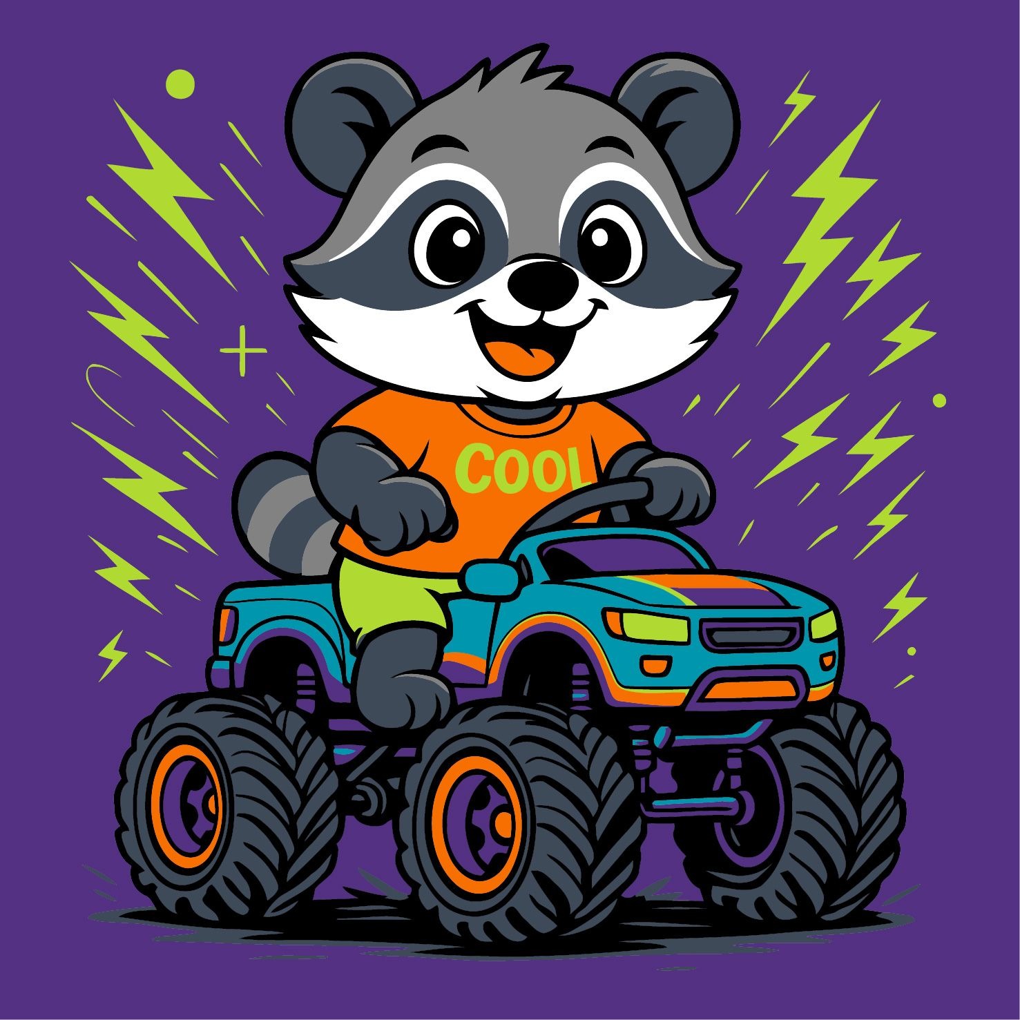 Painting by numbers "Ideyka" /KHO1311/ "Raccoon on a car" 25x25cm