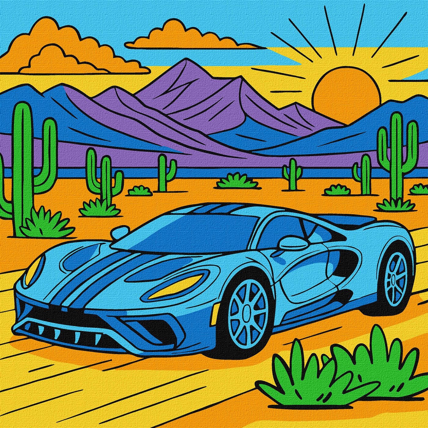 Painting by numbers "Ideyka" /KHO1316/ "Car in the desert" 25x25cm