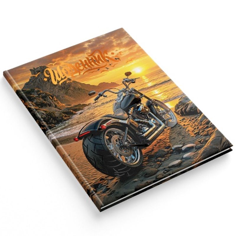 School diary "Soft Touch" TV broadcast. /1B3546/ select UV varnish, "Motobike" embossing (1/20)