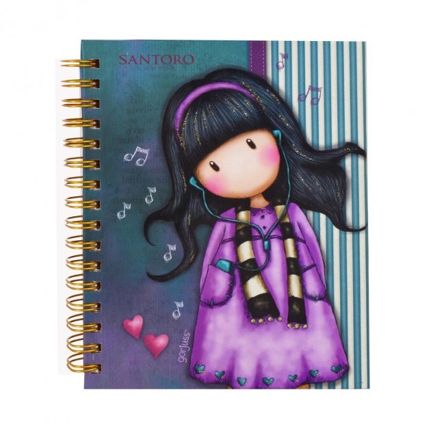 Notepad A6/64 # "YES" /151557/ 7BC "Santoro Little song" double spiral, UV-select + glitter (3/60)