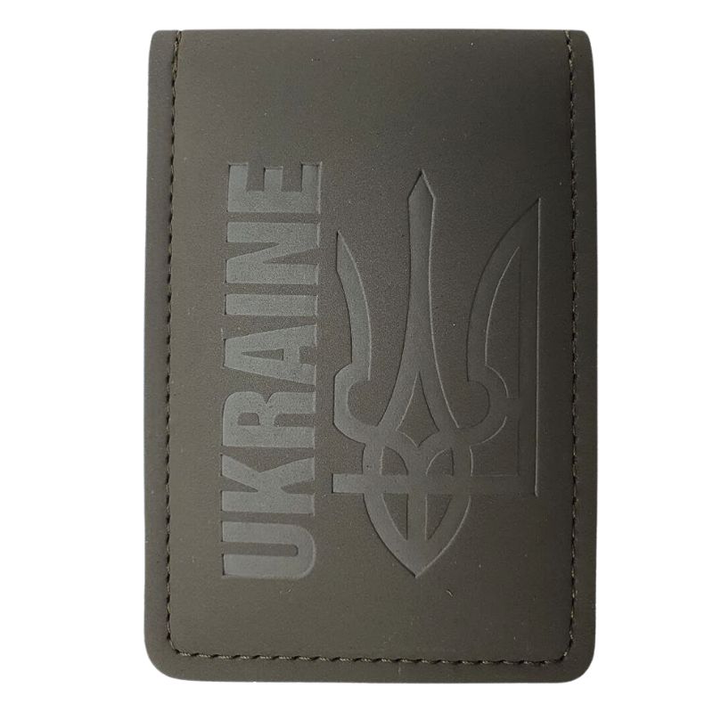 Обкладинка ID Паспорт "4PROFI" /28219/579/ шкірзам, нубук, Ukraine Тризуб хакі тиснення