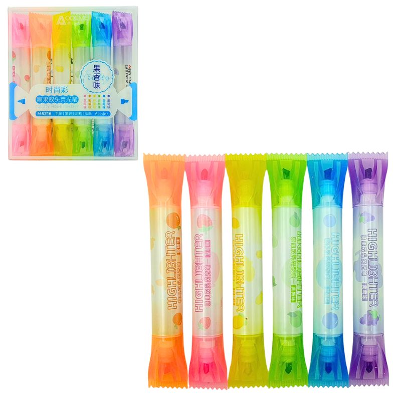 Set of text markers "AODEMEI" /M6216/ DOUBLE SIDED "Candy", 6 pcs (1/12/192)