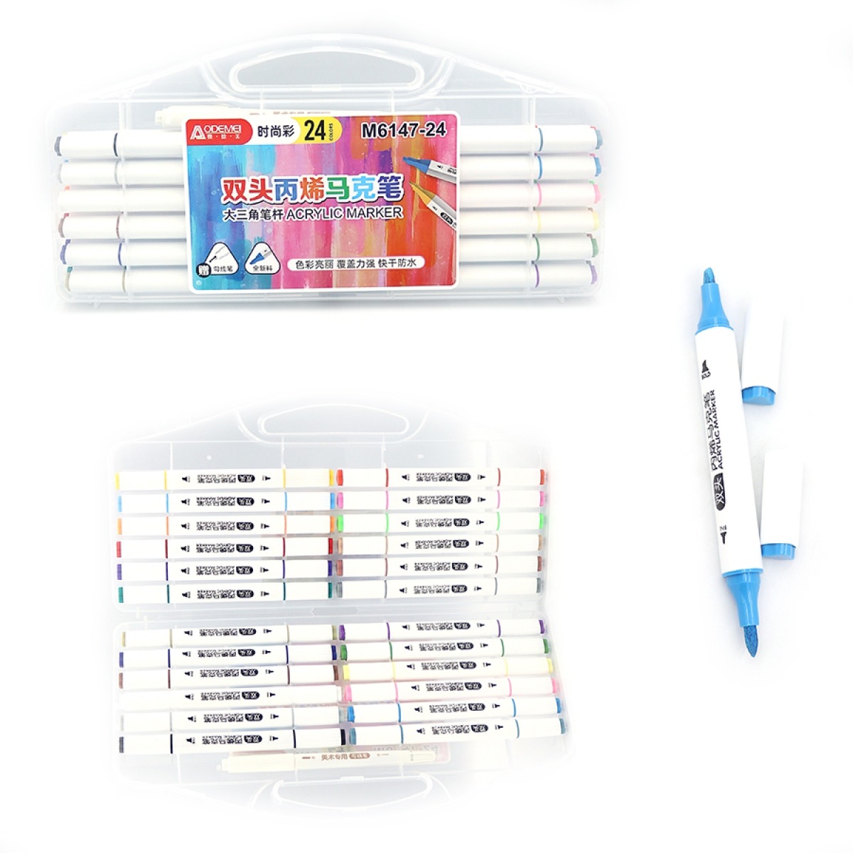 Set of markers 24 pcs. "AODEMEI" /M6147-24/ acrylic two-sided (1/9/72)