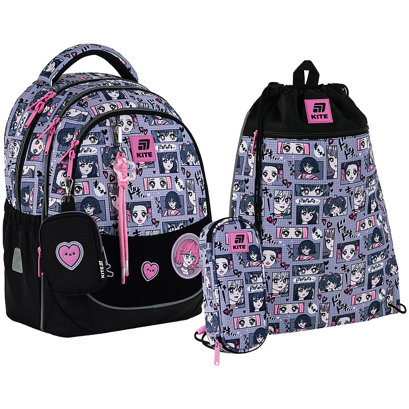 "Kite" set /SET_K25-700M-1/ backpack + pencil case + shoe bag 700 Anime Girl (1/6)