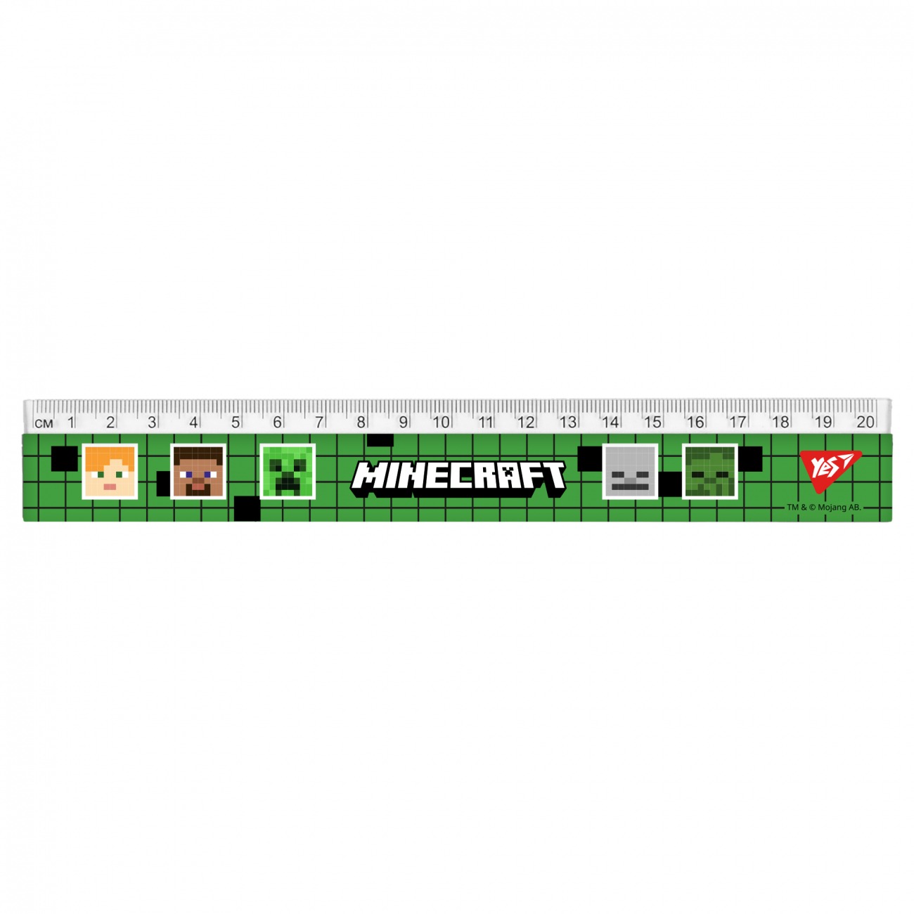 Ruler 20cm "YES" /370685/ "Minecraft", green (1/20/100)