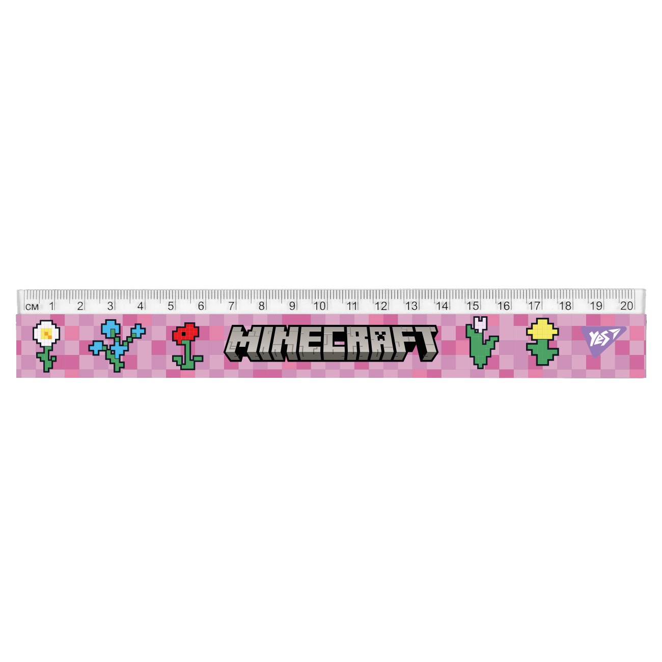 Ruler 20cm "YES" /370684/ "Minecraft.Spring", pink (1/20/100)