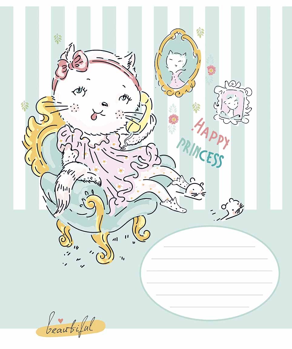 Student's notebook "Star" 18 sheets # /3491K/ "Happy princess" glitter (girl) (25/250)