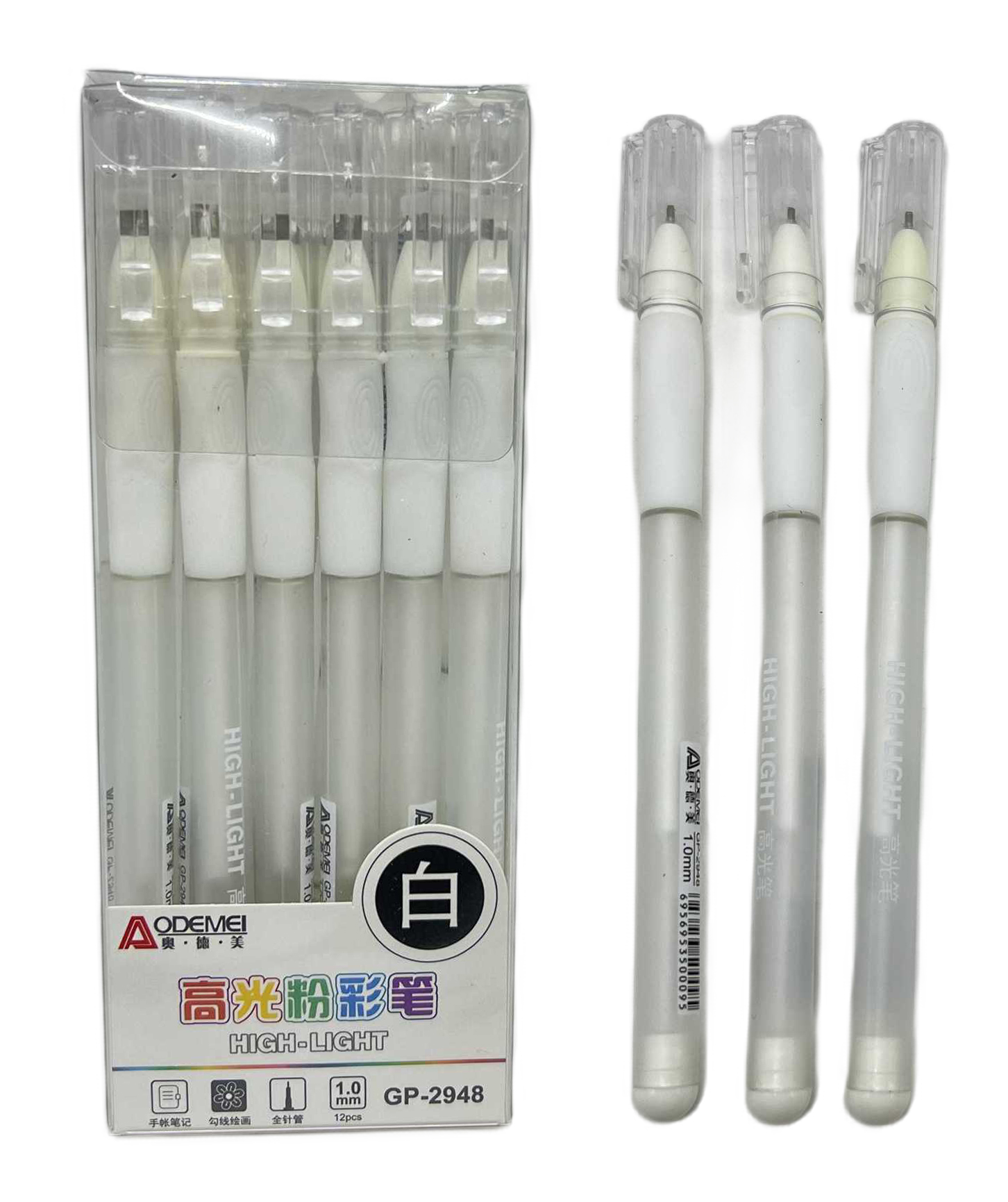 Gel pen "AODEMEI" /GP-2948/ "White" white ink (12/144)