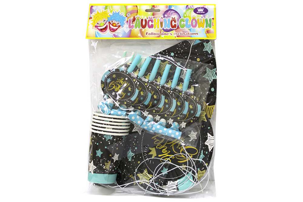 Festive set "WB" /10320/ 36 items: glasses, glasses, plates 18 cm, pipes, caps, tubes "Stars"