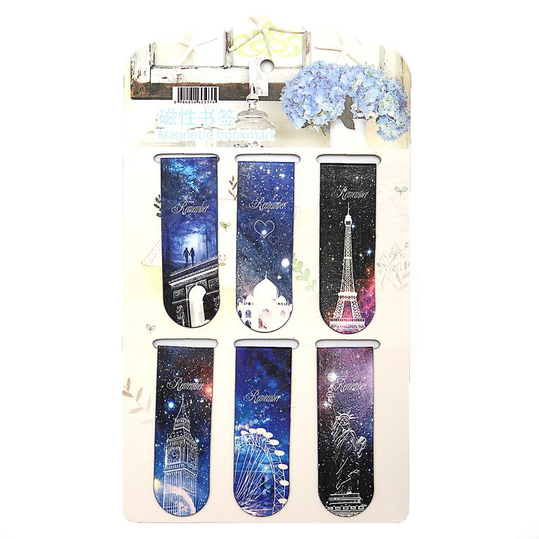 Bookmark-magnet "JO" /HX2271-4/ "Starry sky" 6pcs, 6*2cm (1/36/1080)