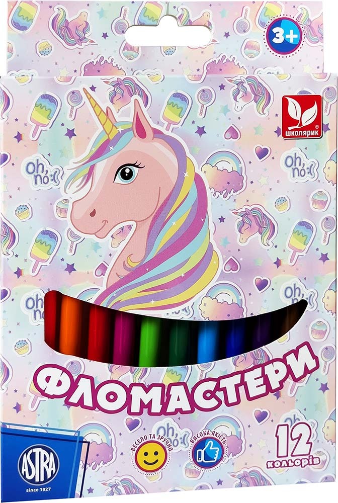 Felt-tip pens "Schoolboy" 12 pcs. /314022003-UA/ Unicorn (1/12)