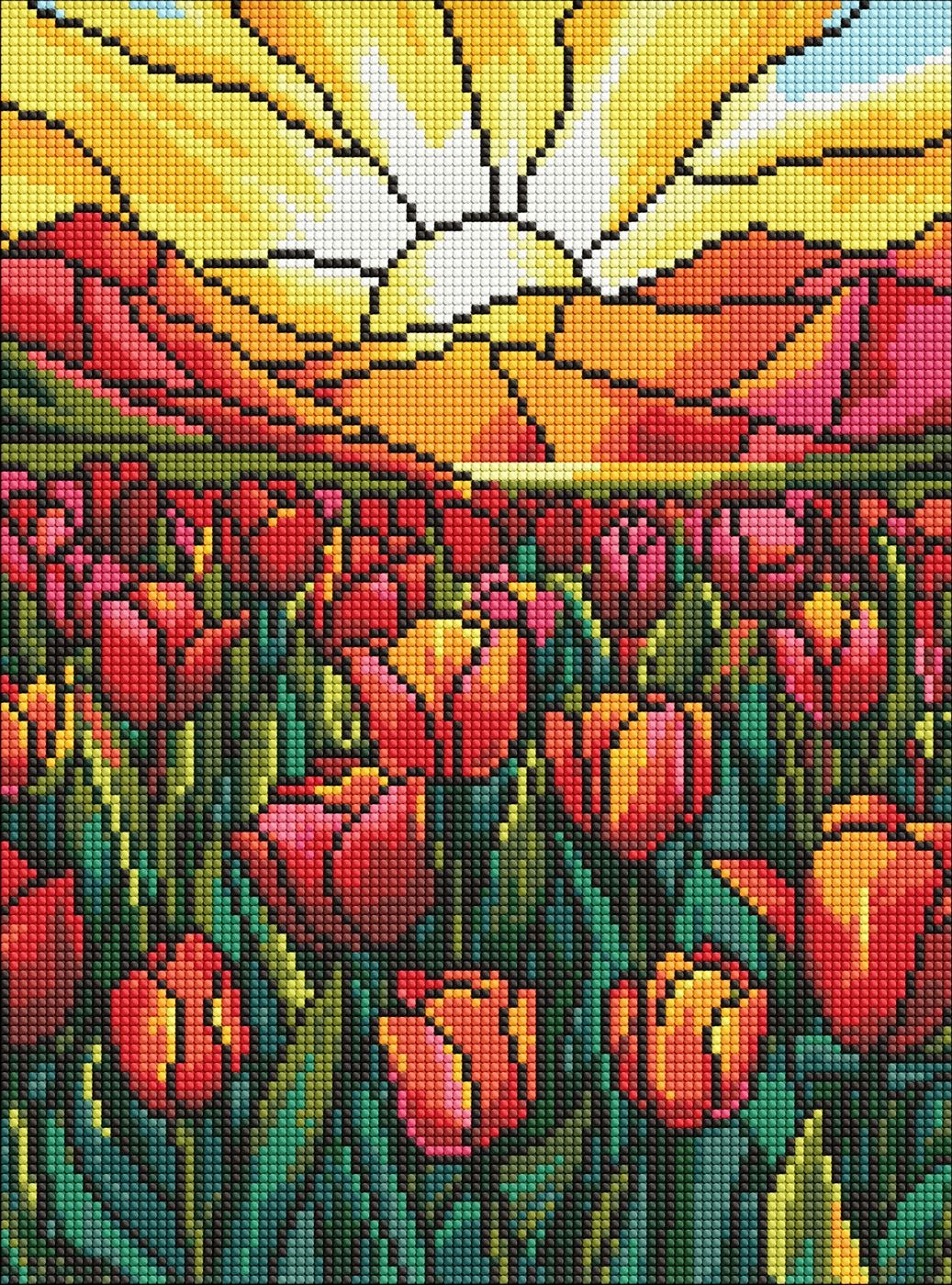 Алмазна мозаїка "Ідейка" /AMO8066/ "Поле тюльпанів" 30*40см