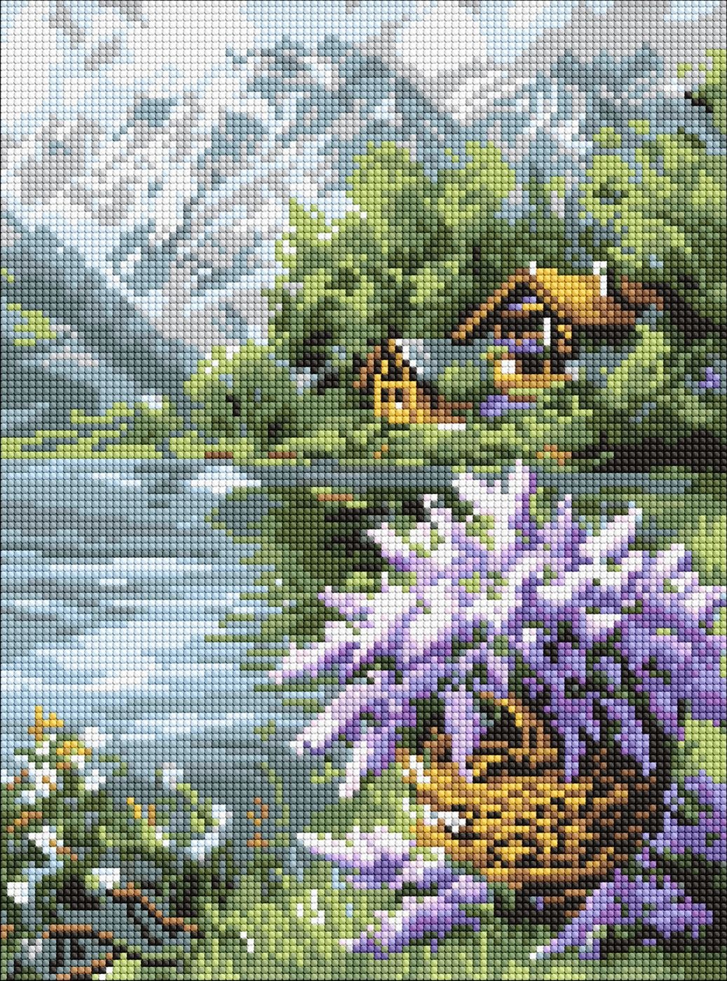 Diamond mosaic "Ideyka" /AMO8098/ "Lilac basket" 30*40cm