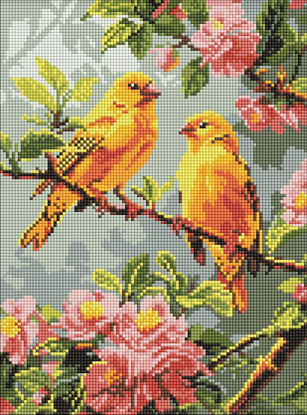 Алмазна мозаїка "Ідейка" /AMO8164/ "Весняні канарки" 30*40см
