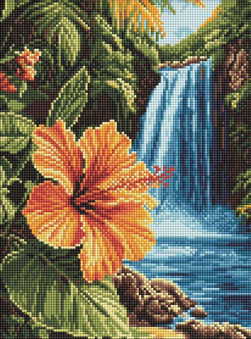 Diamond mosaic "Ideyka" /AMO8227/ "Tropical waterfall" 30*40cm