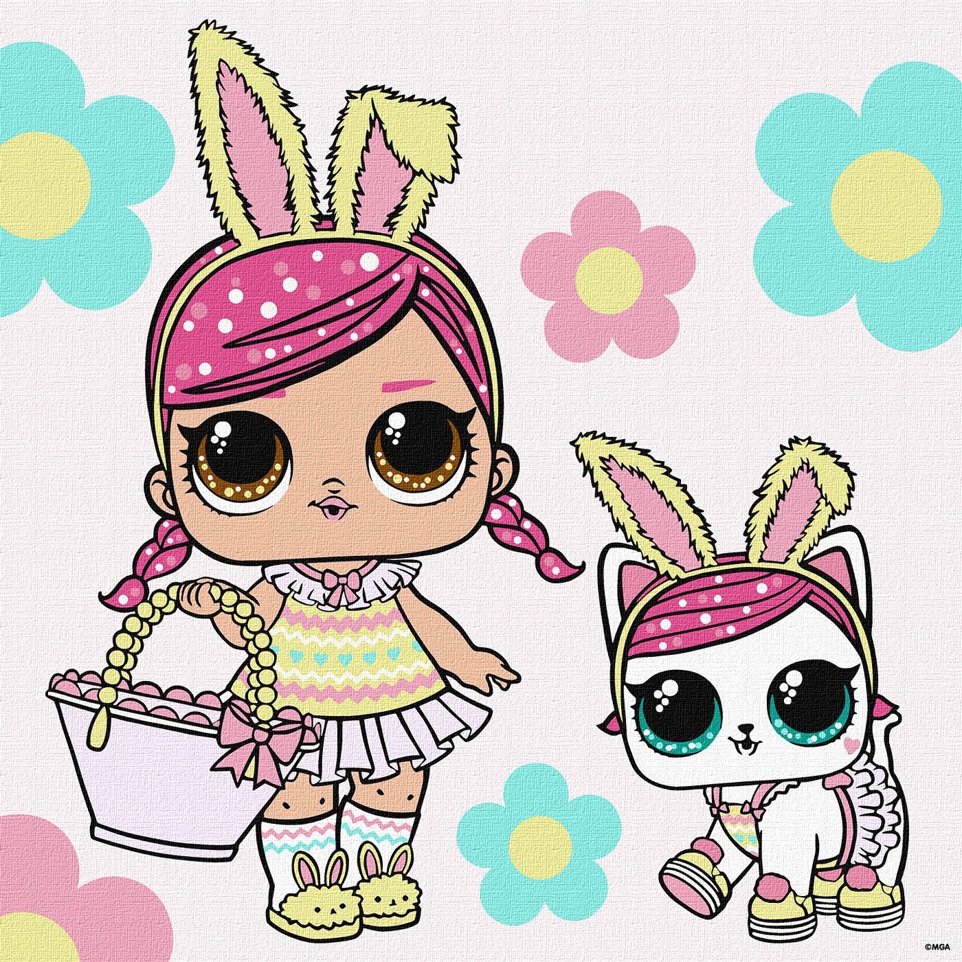 Картина за номерами "Ідейка" /KHO1102/ "LOL Surprise! Spring Bling Hops with Kittea" 40*40 см