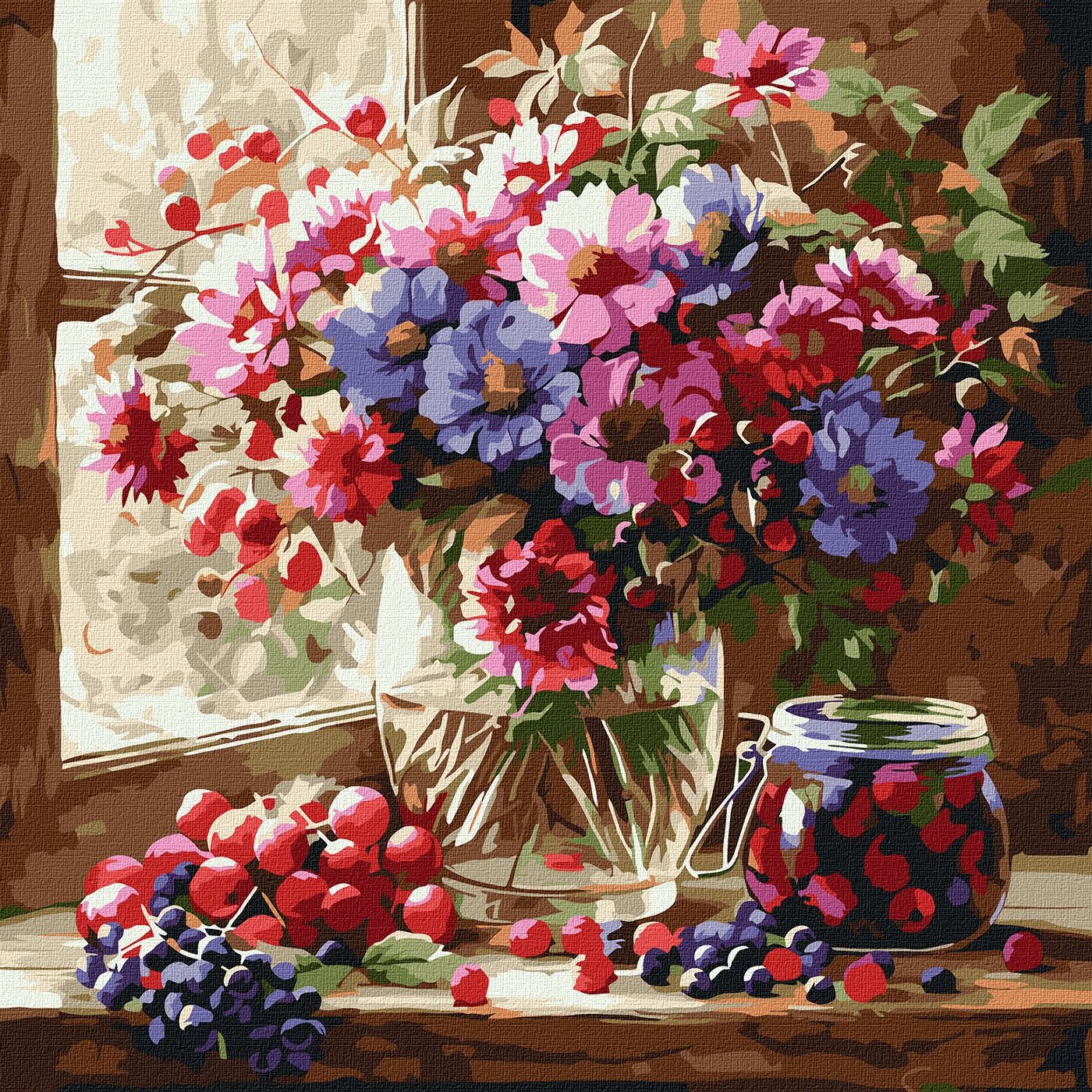 Painting by numbers "Ideyka" /KHO5728/ "Bouquet and fruits" 40*40 cm