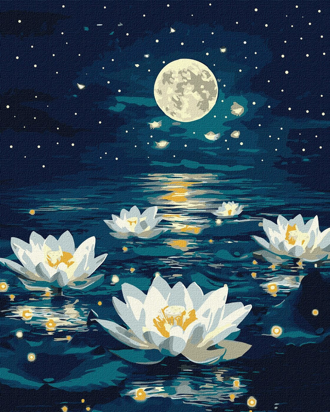 Picture by number "Ideyka" /KHO6391/ "Lotus under the glow with extra metallic paints" 40*50 cm