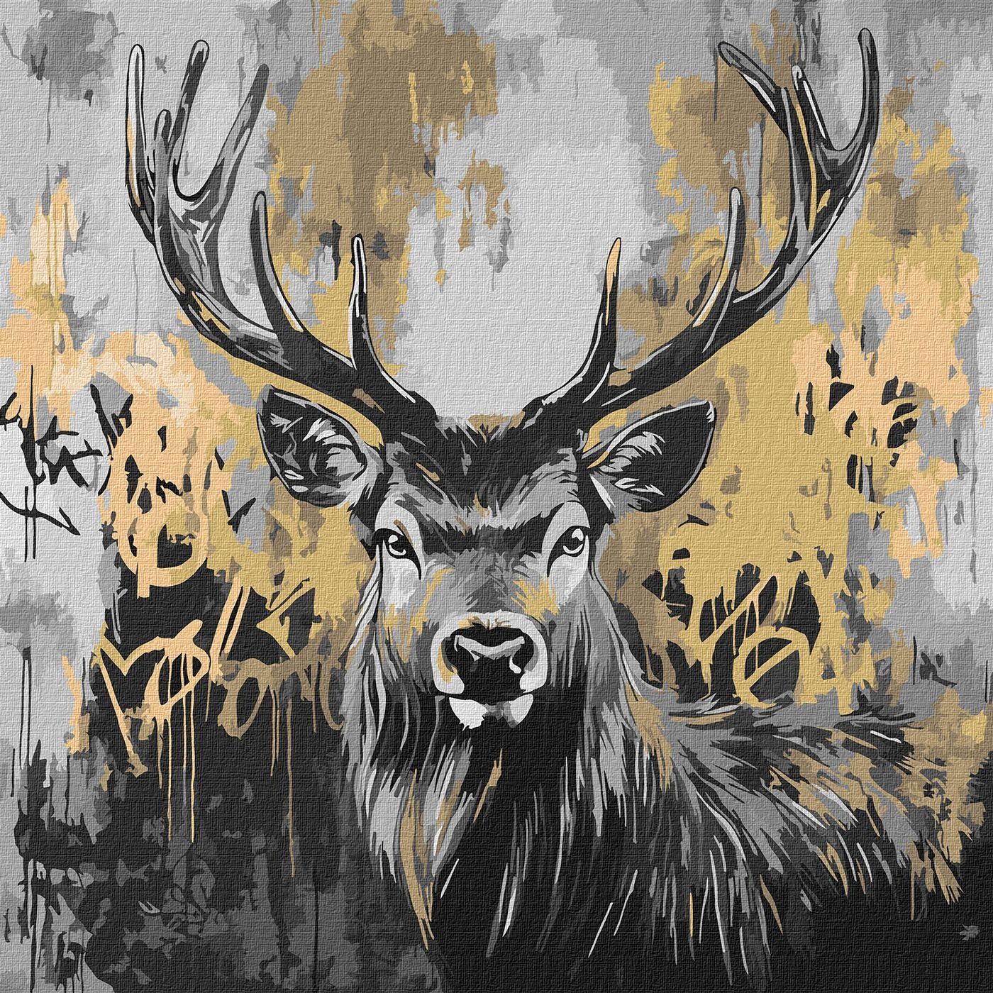 Paint by number "Ideyka" /KHO6725/ "Golden deer with metallic colors" 40*40 cm