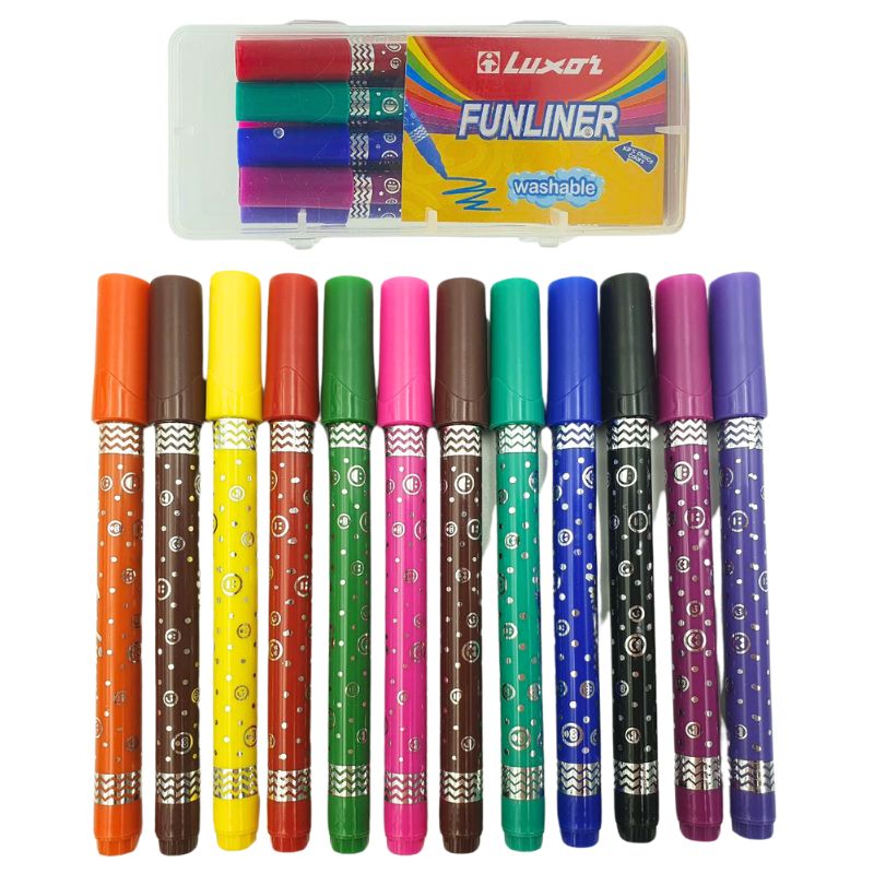Felt-tip pens "Luxor" 12 pcs. /6107/ "Fun Liner" water base (1/40)