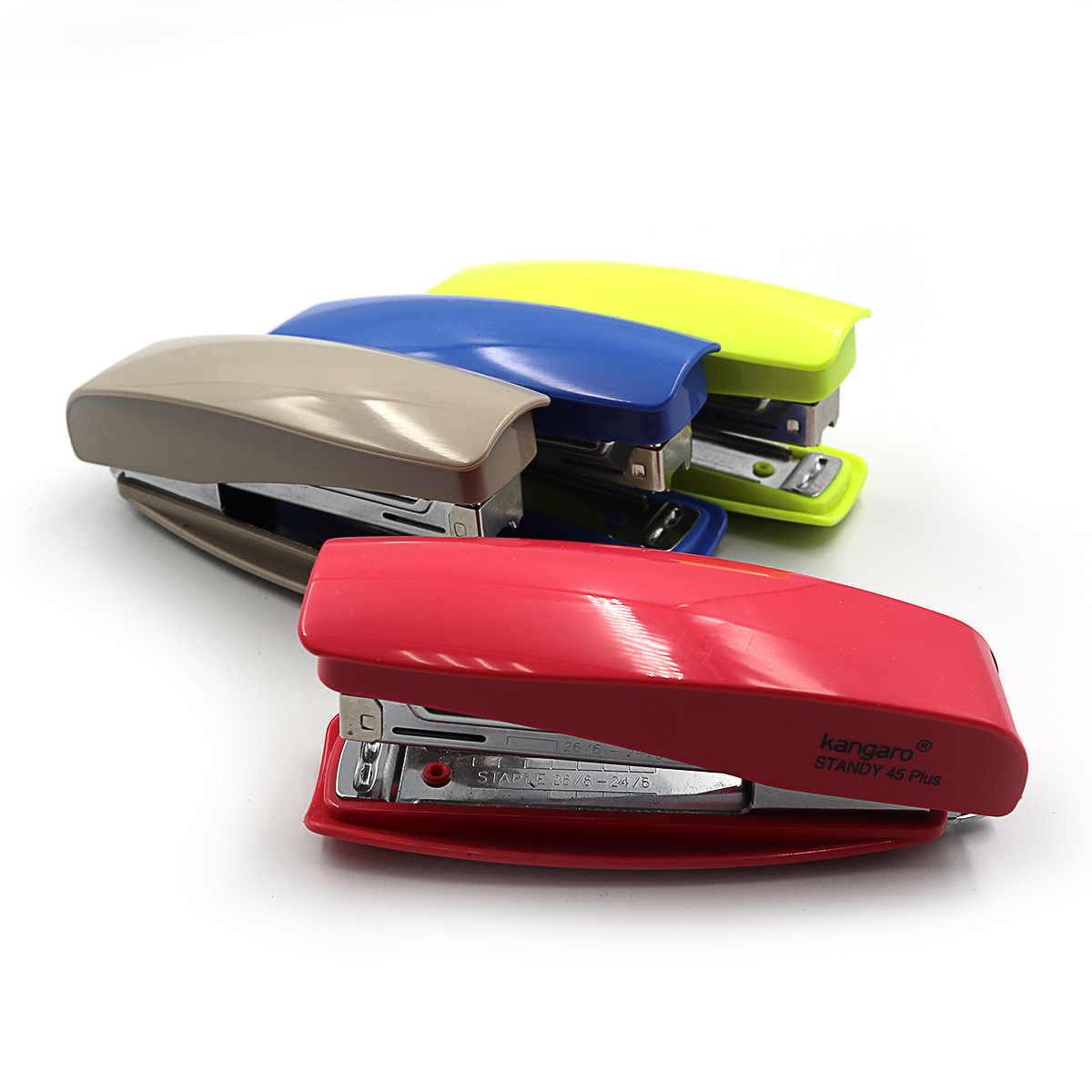 Stapler "Kangaro" /STANDY-45-PLUS/ No. 24/6 30 sheets, depth 64mm, length 118mm, anti-stapler, plastic mix (1/10/60)
