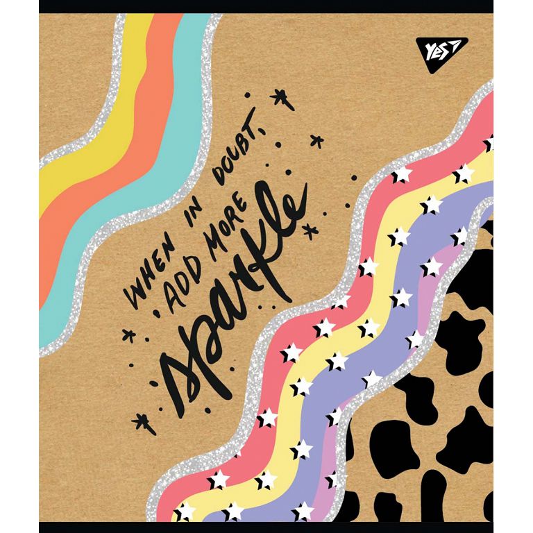 Student's notebook "YES" 48 sheets # /765121/ "Abstract" kraft, white+glitter (5/100)