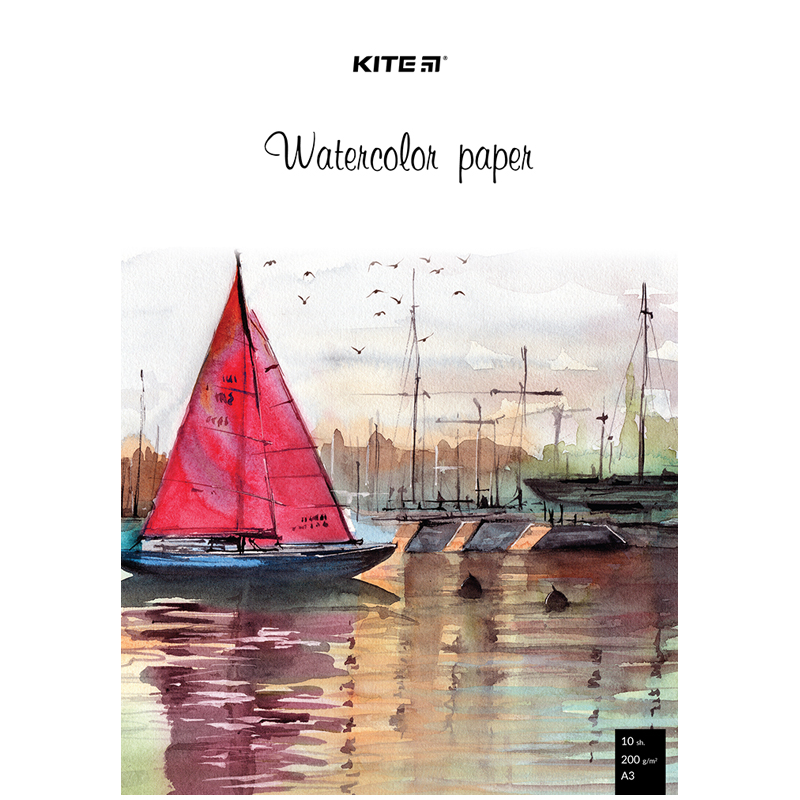 Watercolor paper "Kite" /K23-268/ A3/10 sheets. 200g/m2 (1/50)