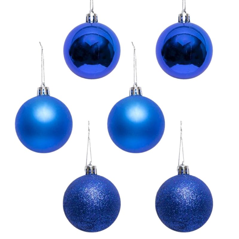 Set of Christmas balls "JO" /1408-10-6-4/ tube blue "Holiday" 10 cm, 6 pcs. (1/24)