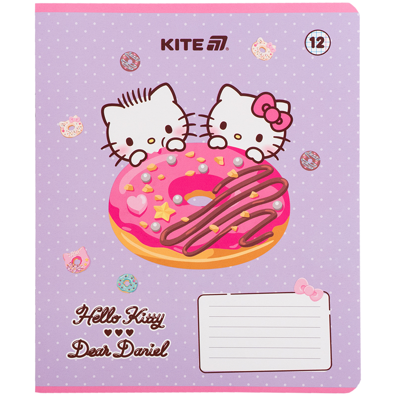 Student's notebook "Kite" 12 sheets # /HK25-232-2/ soft touch + UV varnish, Hello Kitty (25/600)