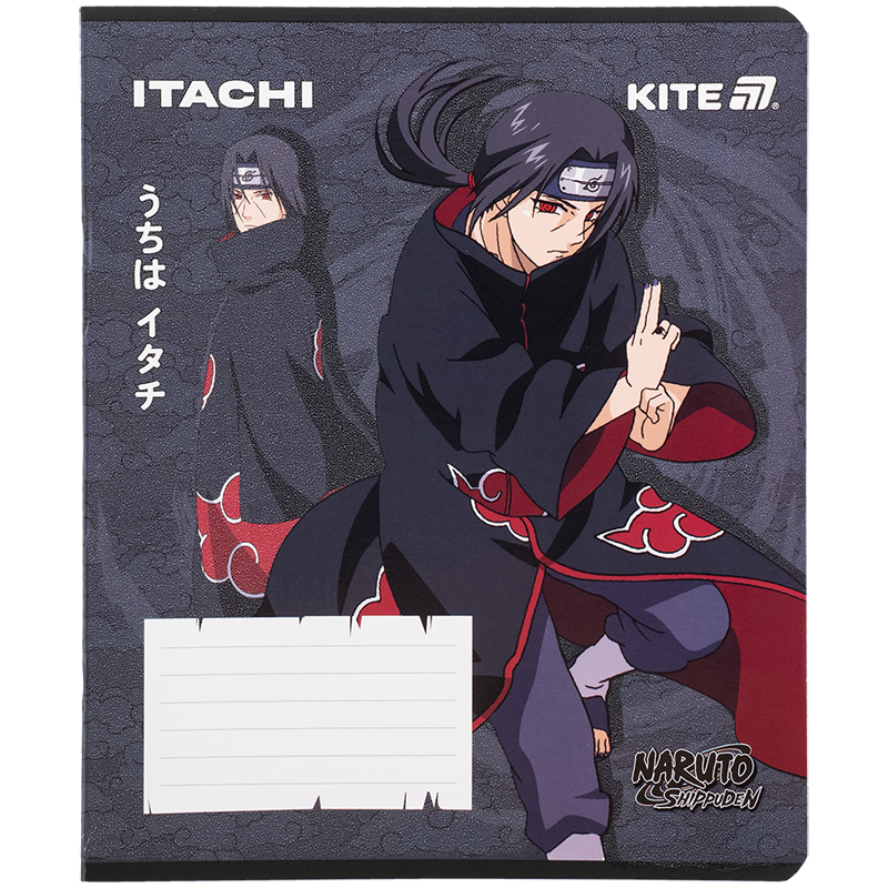 Student's notebook "Kite" 12 sheets # /NR25-232/ Hebrew varnish + UV varnish, Naruto Shippuden (25/600)