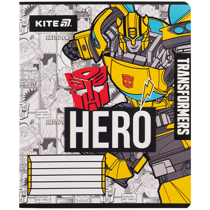 Student's notebook "Kite" 12 sheets # /TF25-232/ Hebrew varnish + UV varnish, Transformers (25/600)
