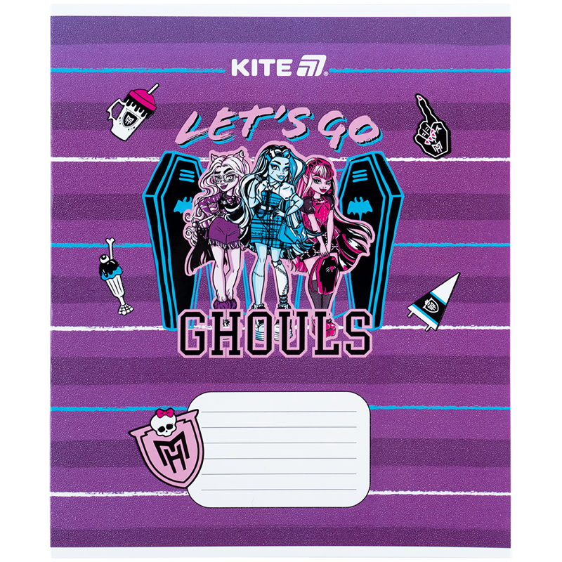 Student's notebook "Kite" 12 sheets// /MH25-235/ Hebrew. varnish + UV varnish, Monster High (25/600)
