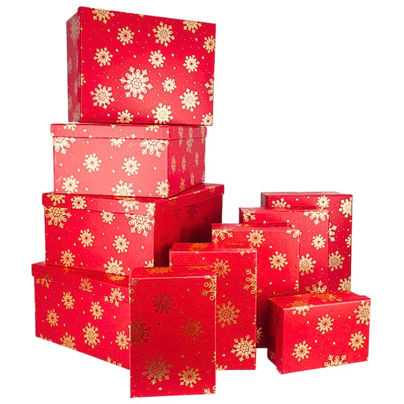 Gift box /271318/ "Golden snowflakes 10 pcs/pack, 37x27x11-14x10x5 cm