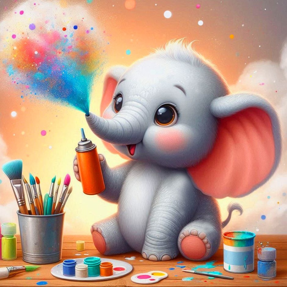 Diamond mosaic "Go to art" /177458/ 5D "Elephant artist" 25*25cm