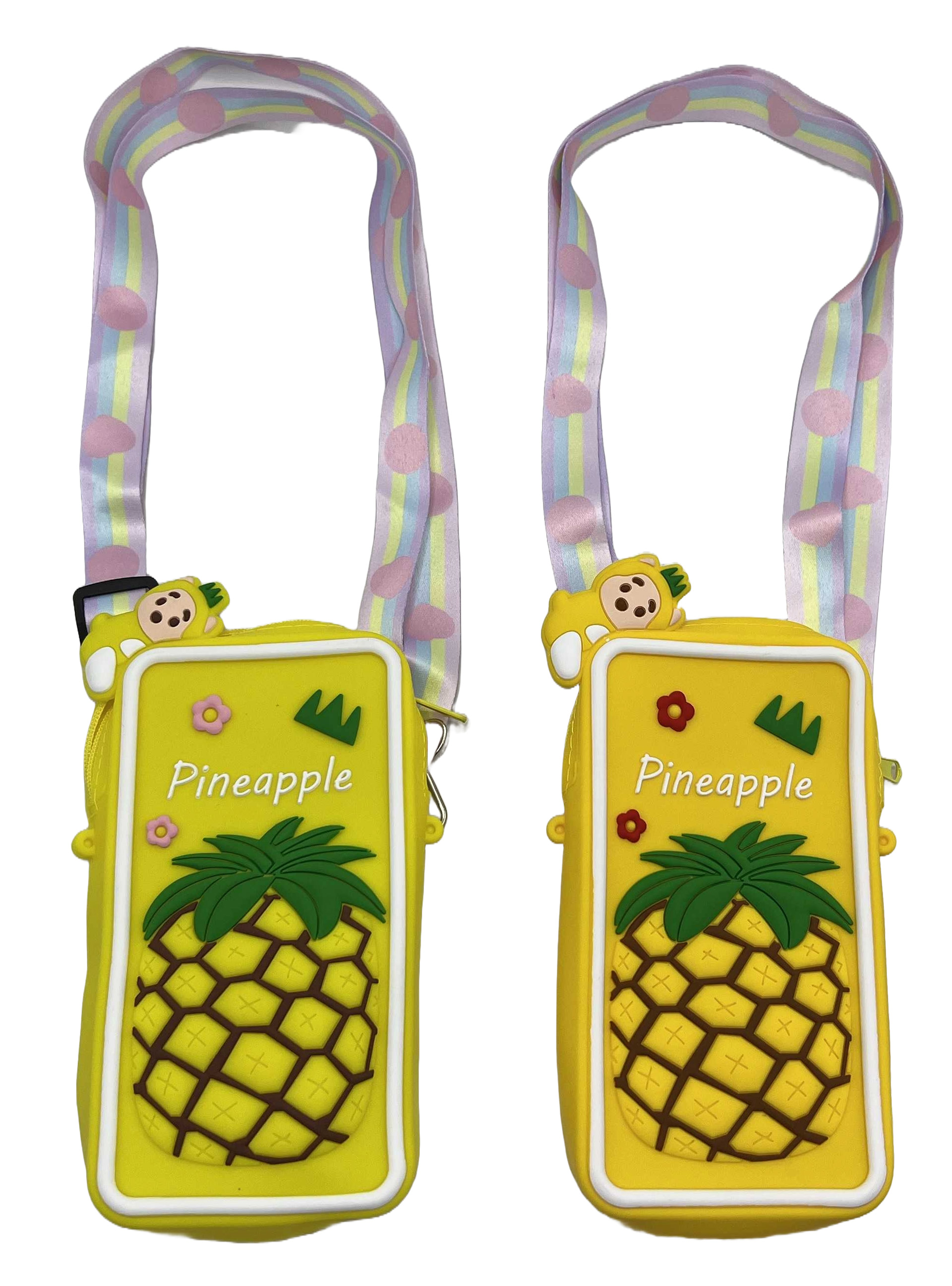 Silicone handbag /813-3/ for mobile phone. "Pineapple" 20*9.5 cm, mix (1/12/240)