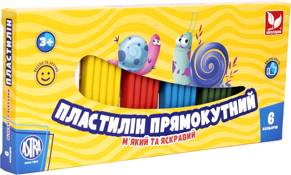 Plasticine wax "Schoolboy" 6 pcs. rectangular /303116001-UA/ 132 g (1/24)
