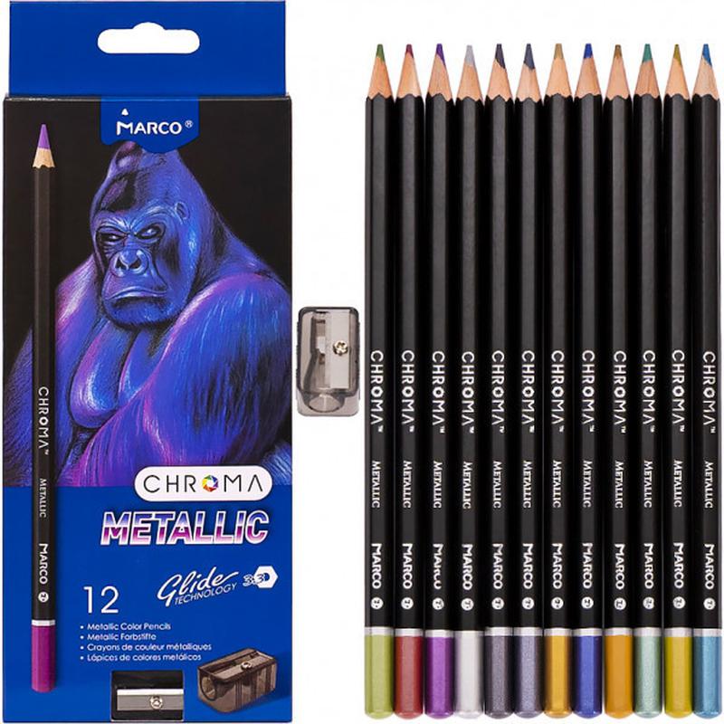 Colored pencils "Marco CHROMA" 12 pcs. /1033-12СВ/ Metallic, with metallic shine (1/12/240)