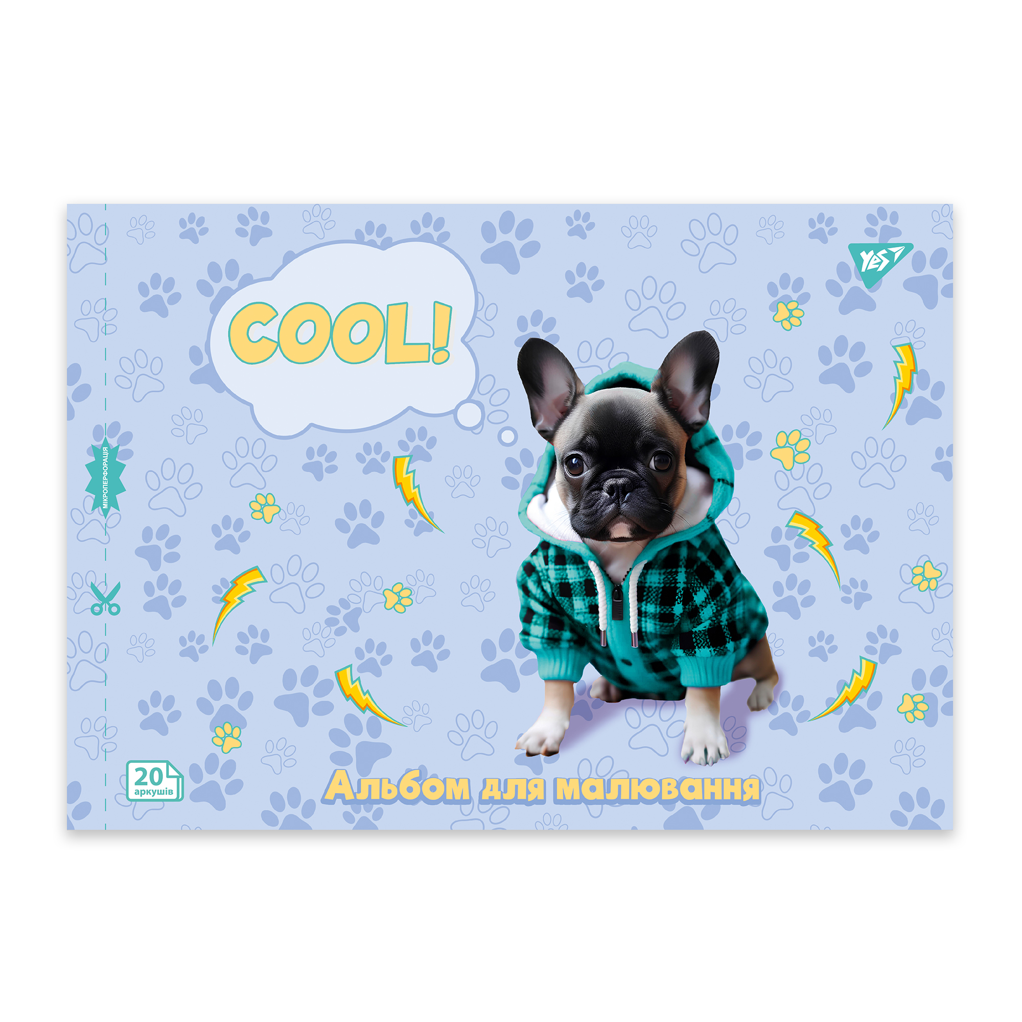 Notebook for drawing A4/20 sheets "YES" /130603/ on a staple, with perforation, 100 g/m2, Dogs (4/128)