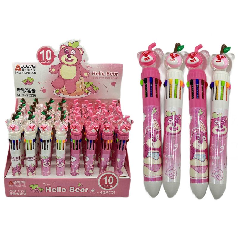 Ballpoint pen "AODEMEI" /ADM-15238/ "Bear pink voluminous" 10 colors (40/480)