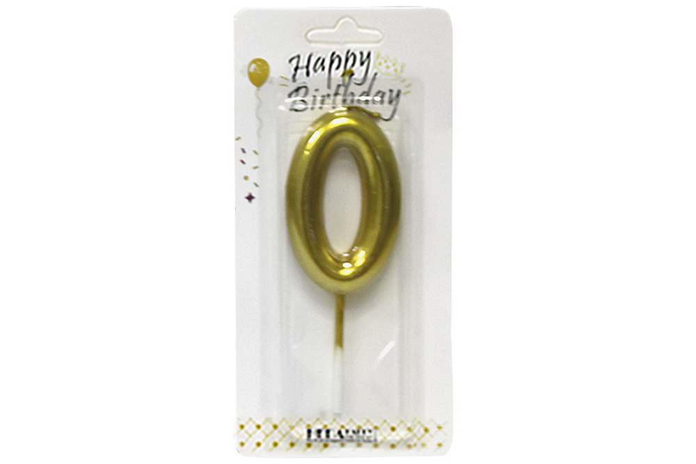 Candle - number "WB" /YY13g-0/ "0" gold, height 6cm (1/12)