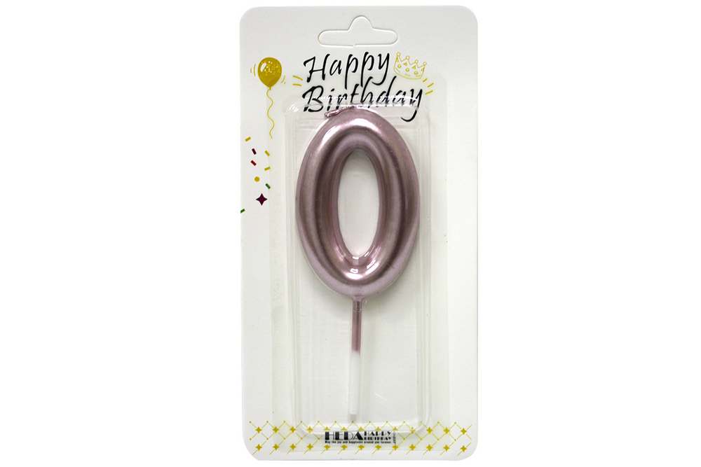 Candle - number "WB" /YY13-0/ "0" rose gold, height 6cm.