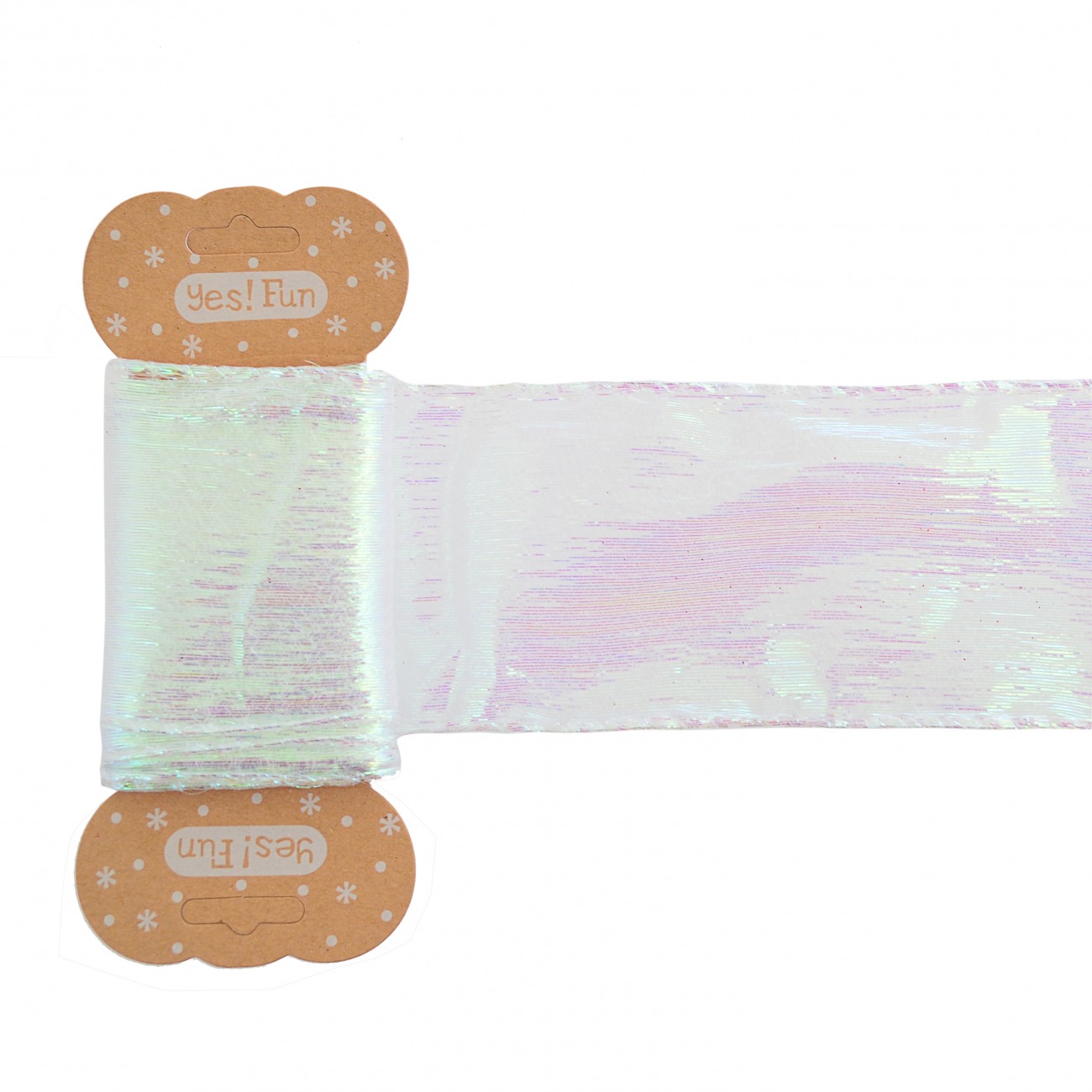 Gift wrapping tape "Yes! Fun" /750324/ 6 cm * 2 m, white holographic translucent (1/20/200)