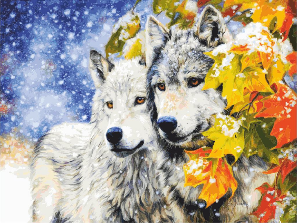 Painting on cardboard with outline "ROSA START" 30*40 "Wolves" WITHOUT PAINTS /GPA284109/
