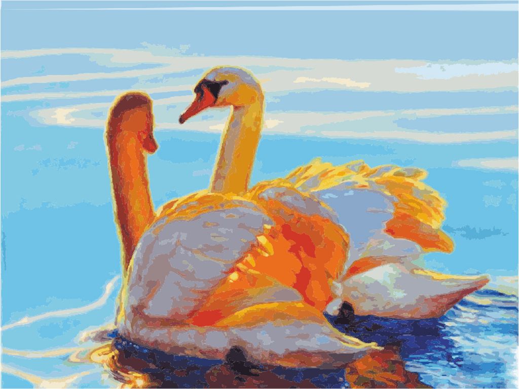 Painting on cardboard with outline "ROSA START" 30*40 "Swans" WITHOUT PAINTS /GPA284108/